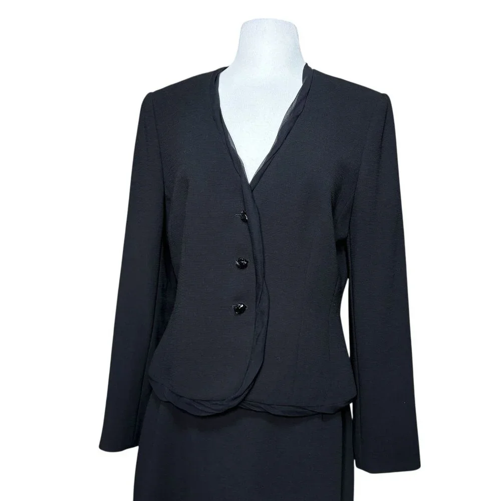 Tahari Arthur S. Levine Suit Skirt Black Size 10 - Picture 2 of 7